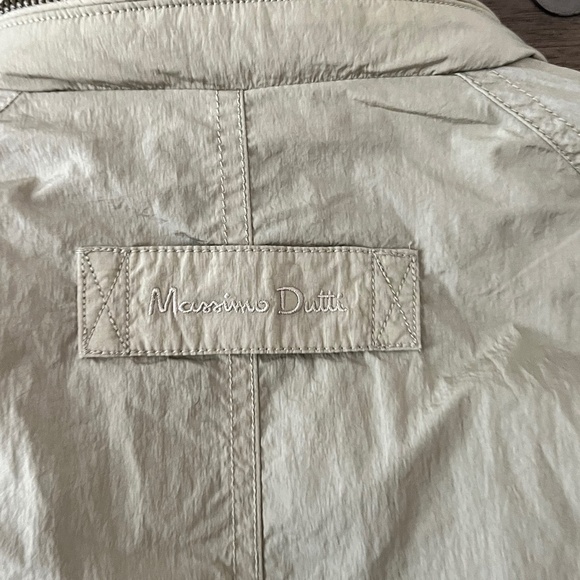 Massimo Dutti Mens Nylon Hooded Utility Jacket Khaki Size Medium - Picture 8 of 9